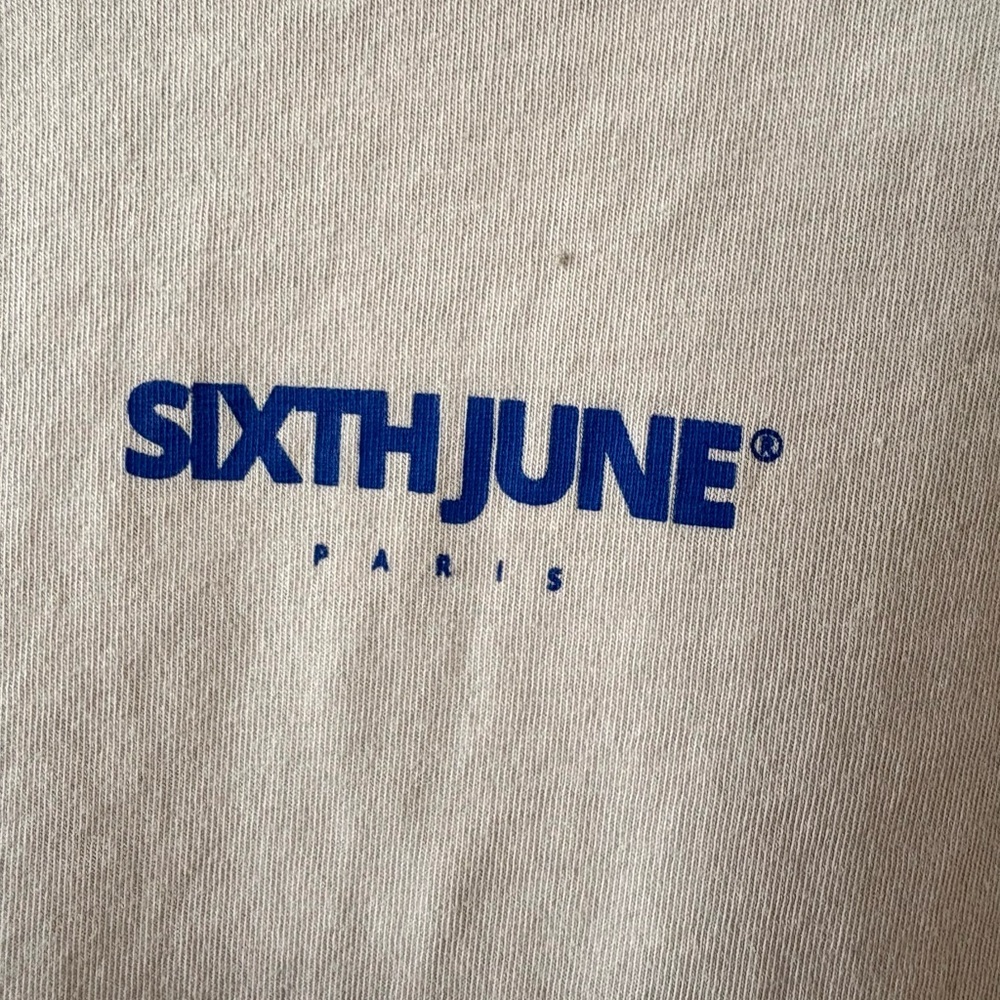 Sixth June Paris Graphic Tee | Beige Streetwear T-Shirt | Size Medium - Picture 3 of 8